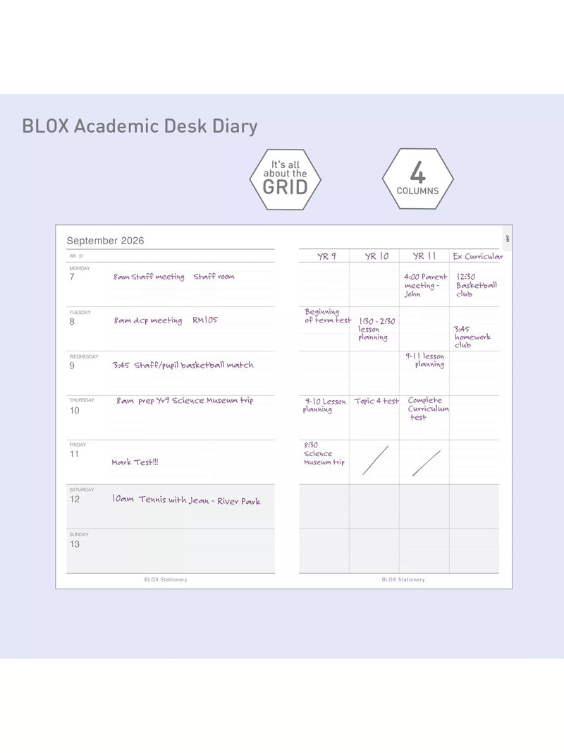 BLOX Academic Desk Diary week to view chocolate brown, imported from the UK