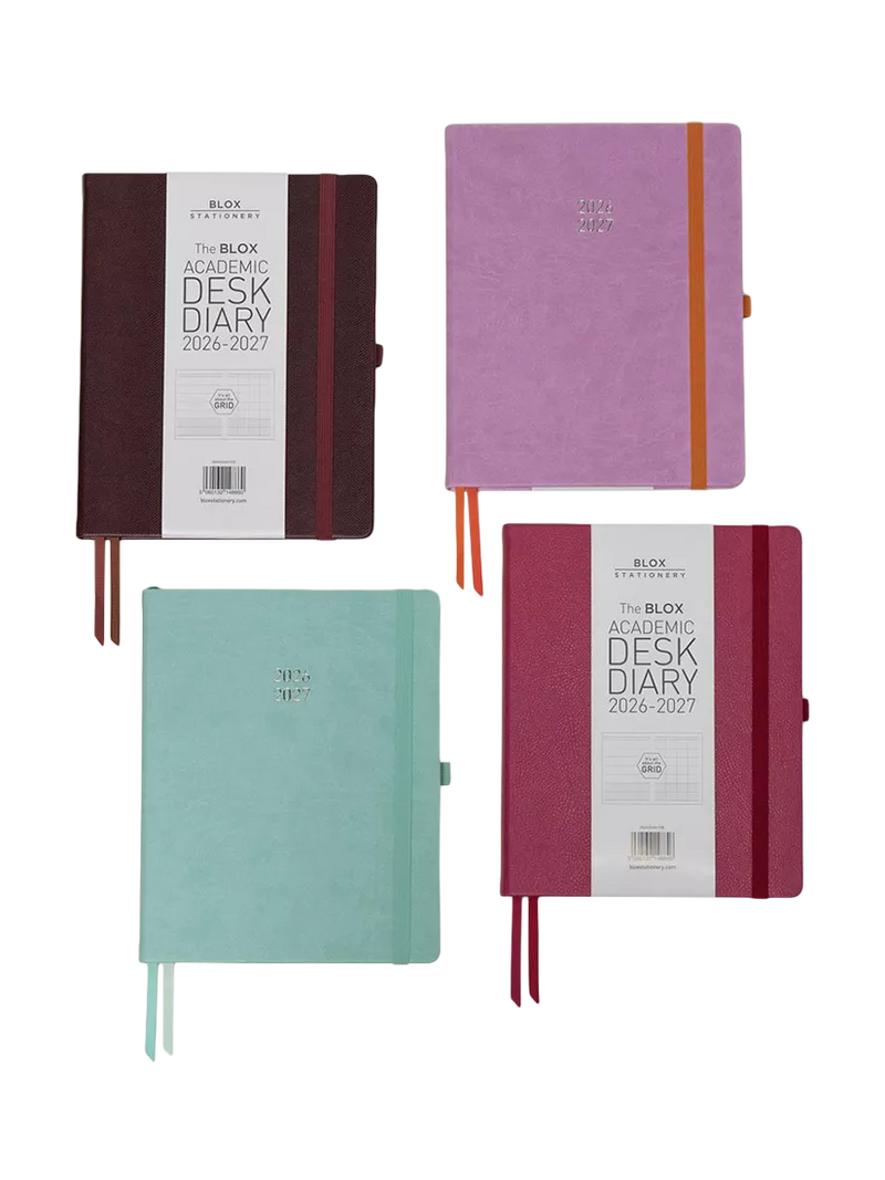 BLOX Academic Desk Diary week to view chocolate brown, imported from the UK