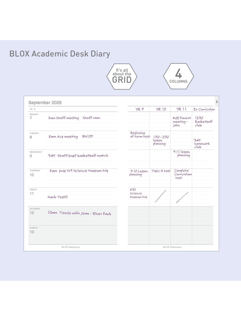 BLOX Academic Desk Diary Purple Large, UK version