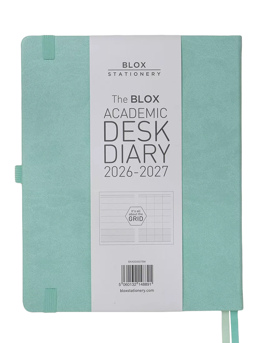 BLOX Academic Desk Diary Aqua Blue large, imported from the UK