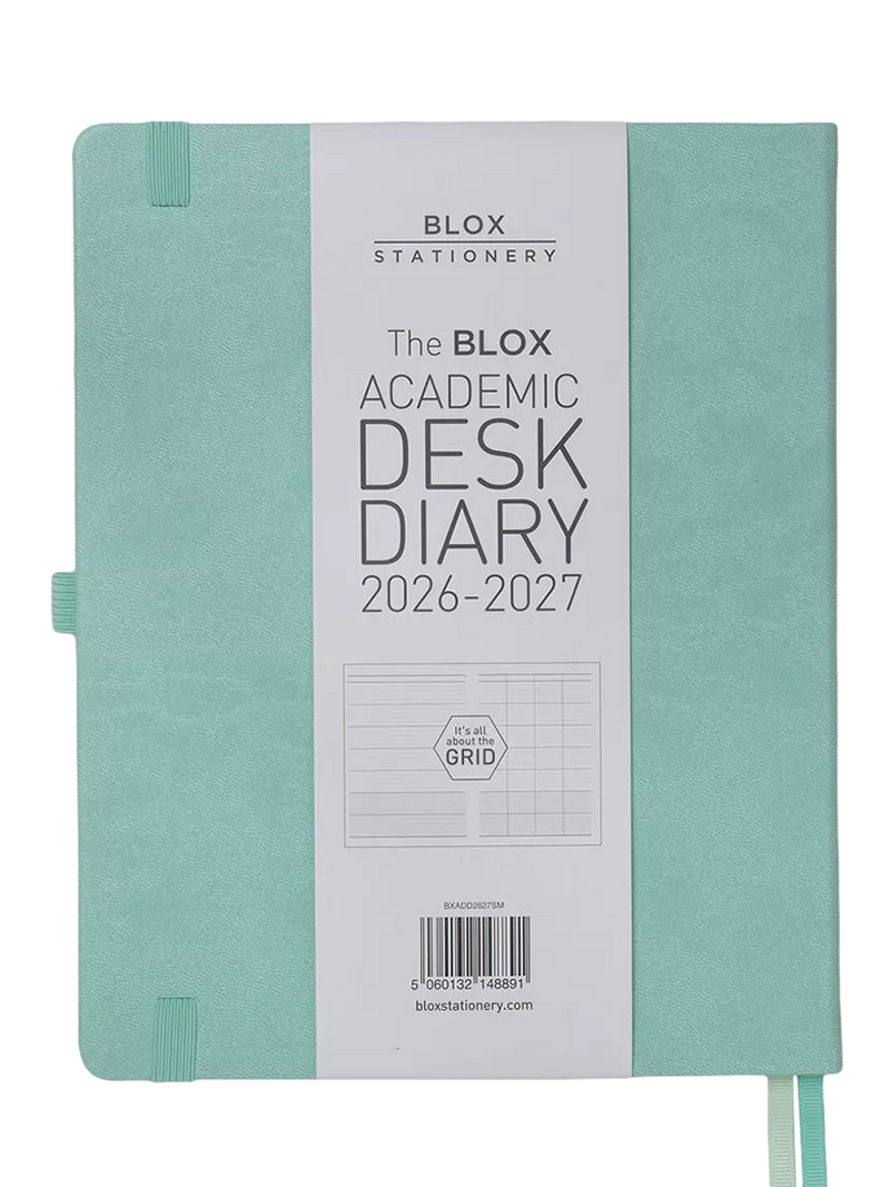BLOX Academic Desk Diary Aqua Blue large, imported from the UK