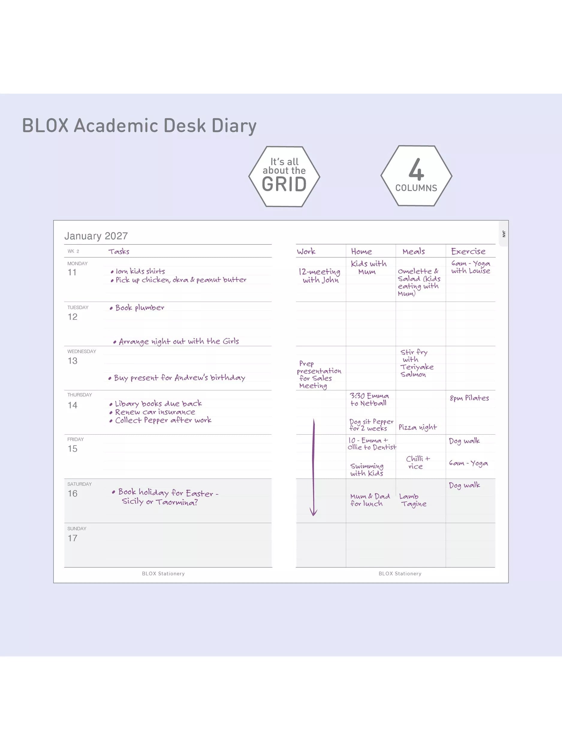 BLOX Academic Desk Diary Aqua Blue large, imported from the UK