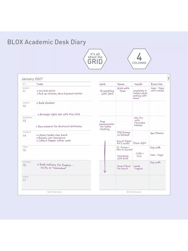 BLOX Academic Desk Diary Aqua Blue large, imported from the UK