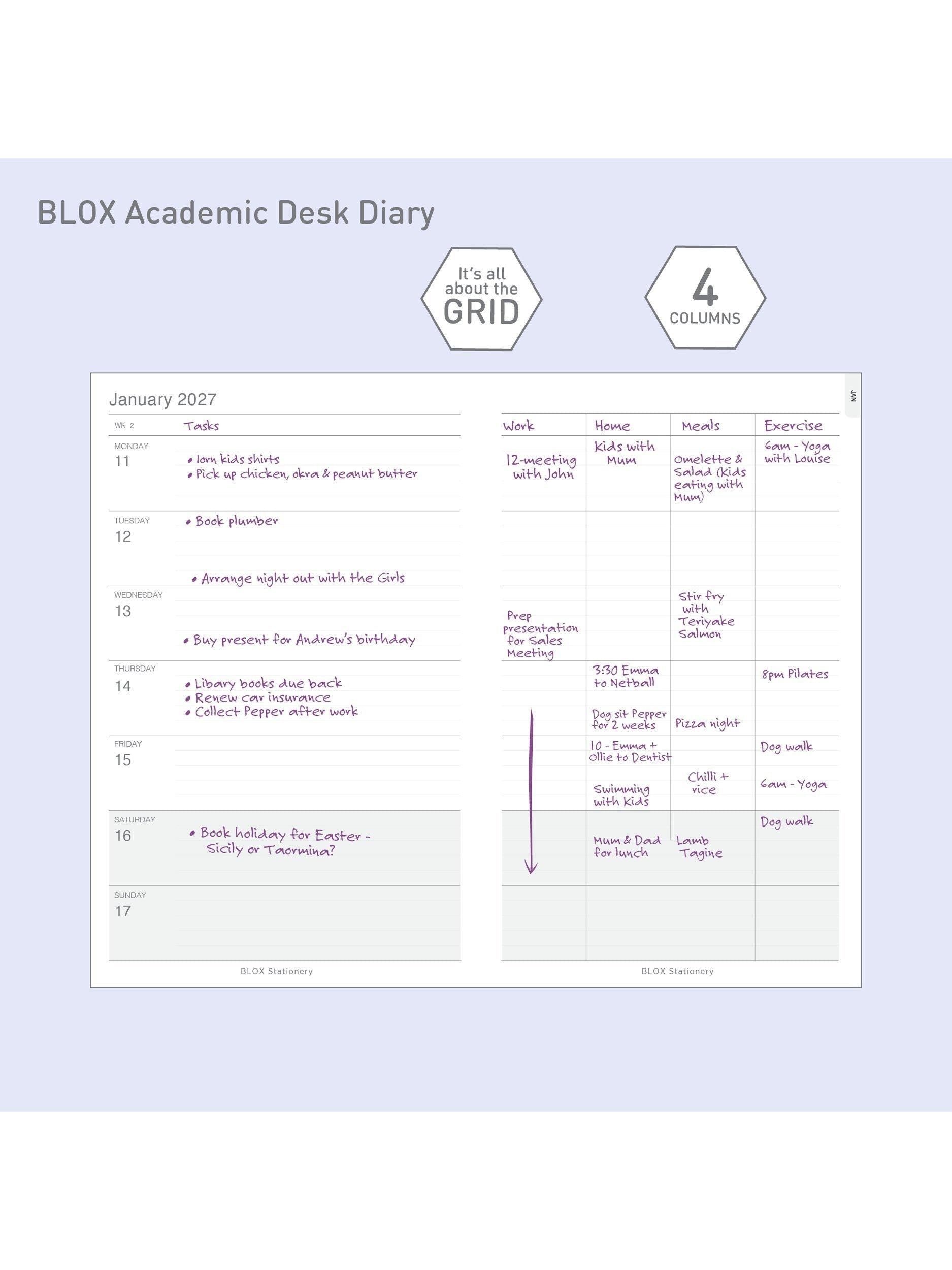 BLOX Academic Desk Diary Aqua Blue large, imported from the UK