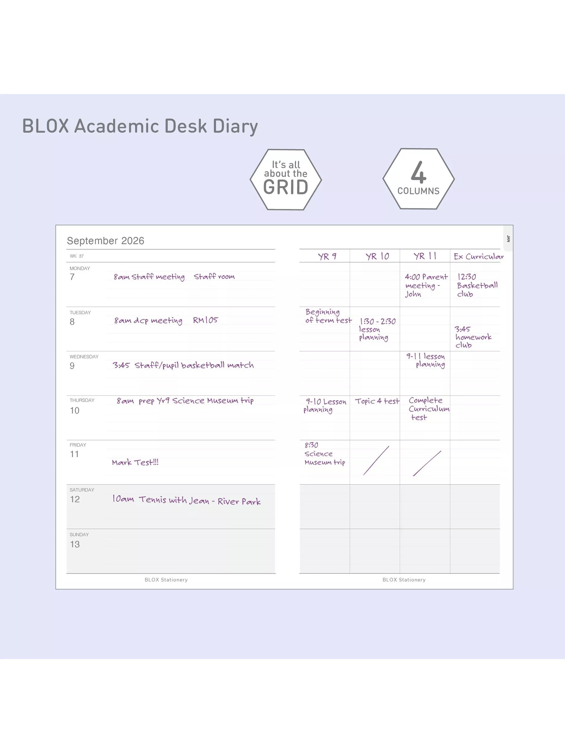 BLOX Academic Desk Diary Aqua Blue large, imported from the UK