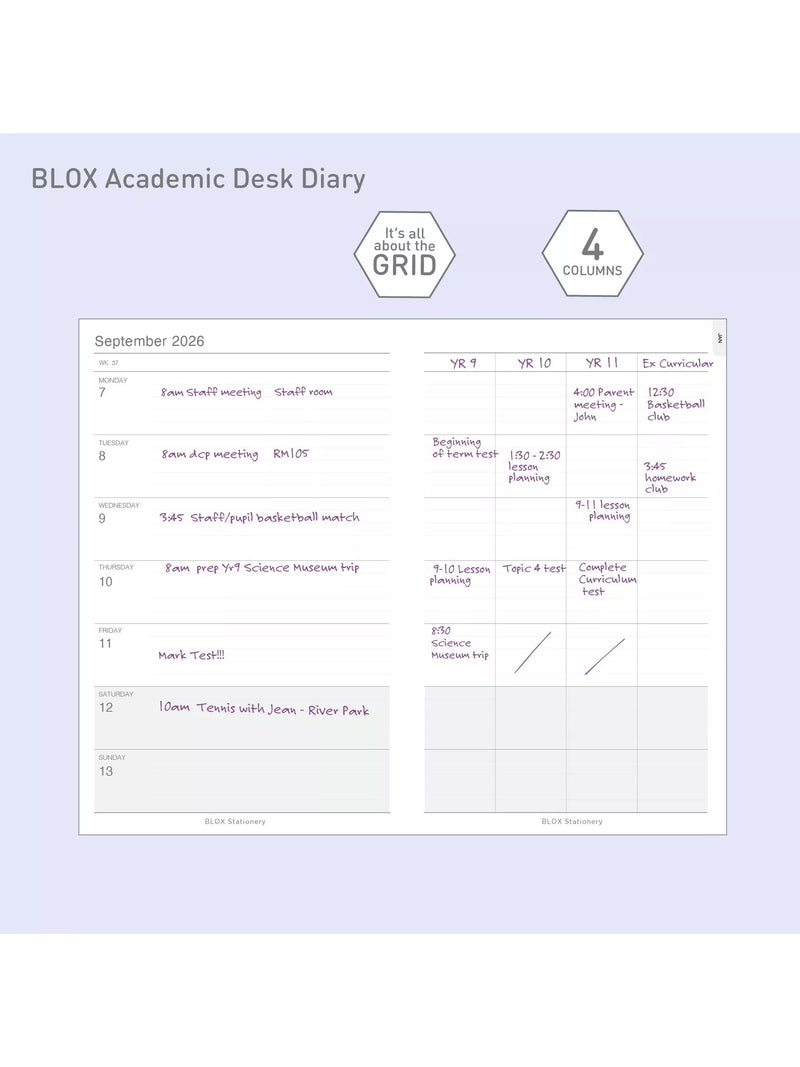 BLOX Academic Desk Diary Aqua Blue large, imported from the UK