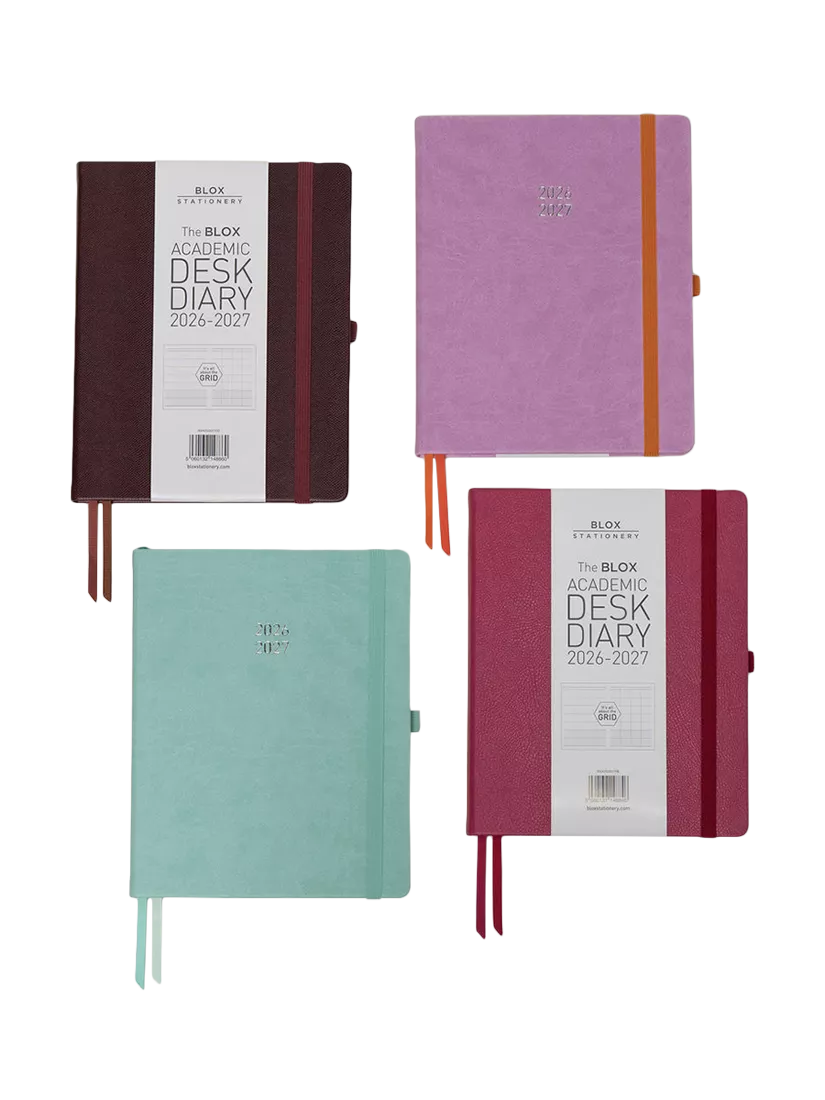 BLOX Academic Desk Diary Aqua Blue large, imported from the UK