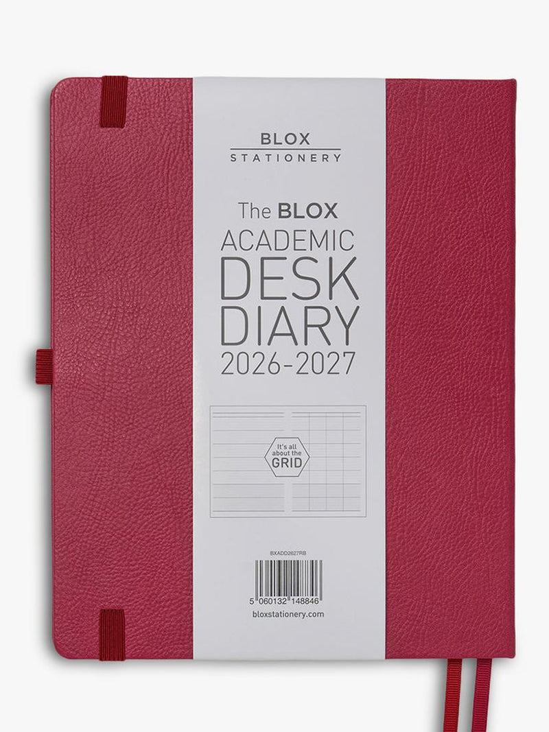 BLOX Academic Desk Diary Raspberry Large, UK version