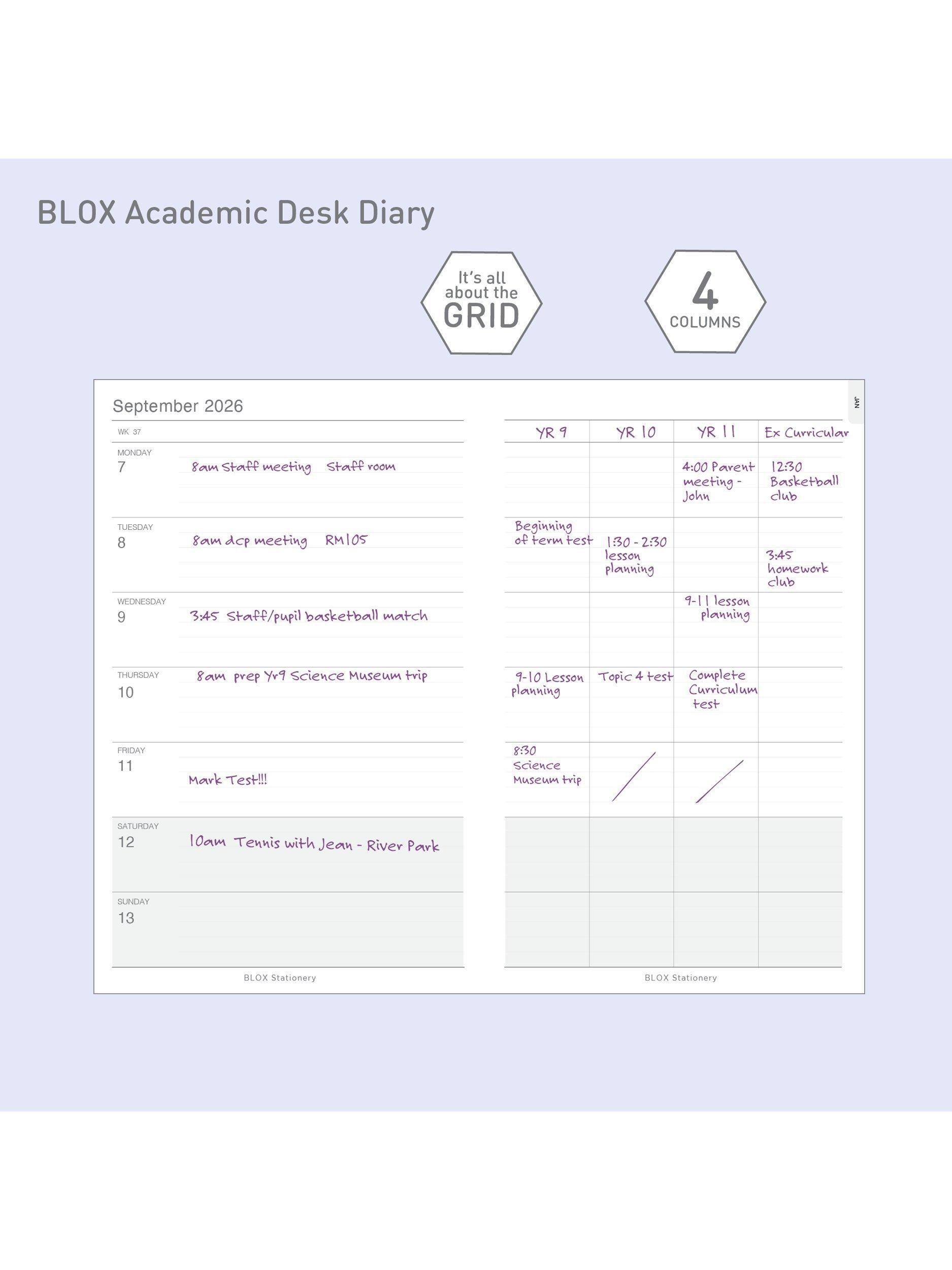 BLOX Academic Desk Diary Raspberry Large, UK version
