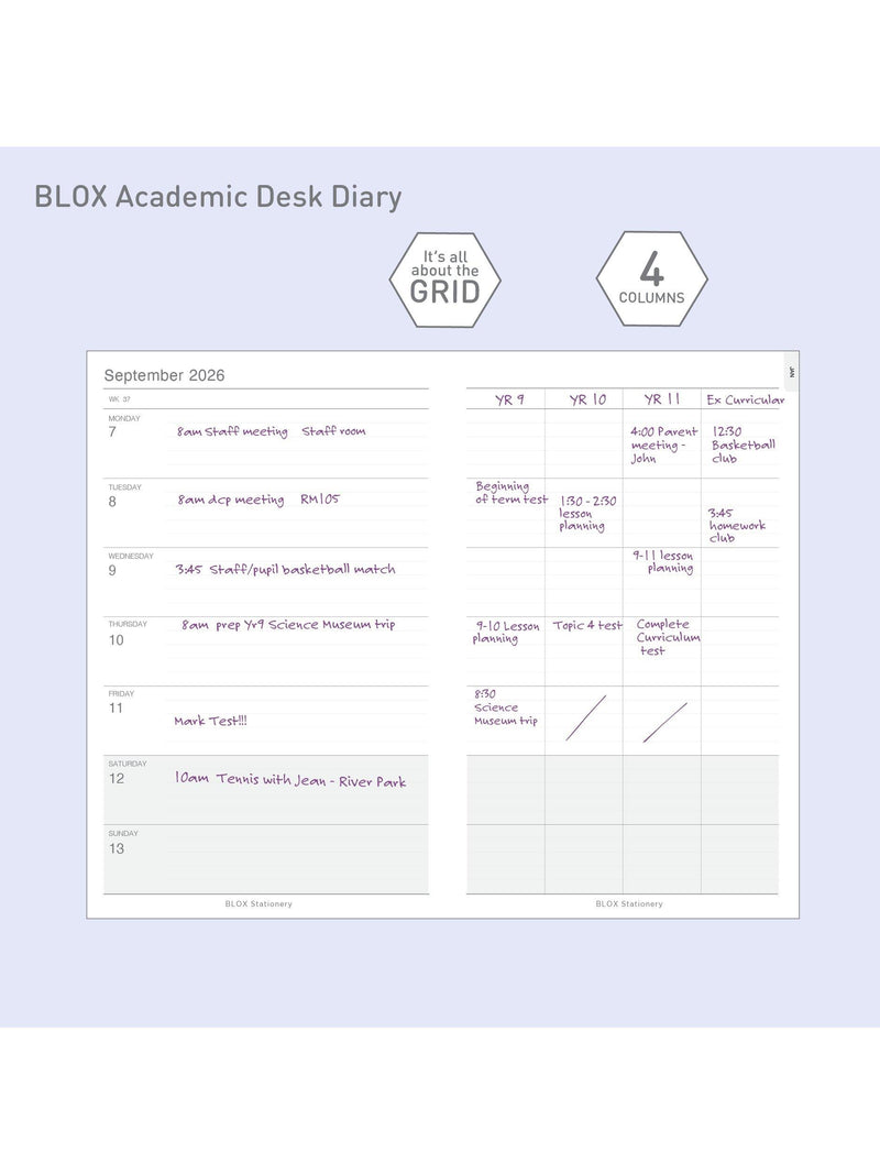 BLOX Academic Desk Diary Raspberry Large, UK version