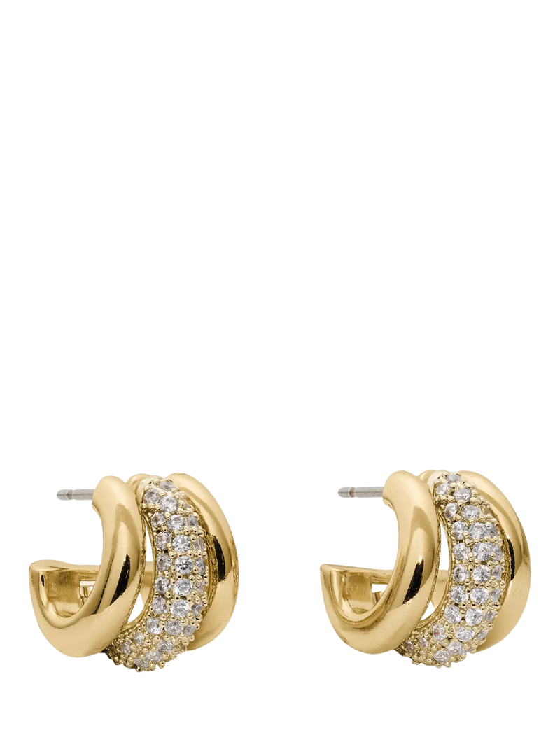 kate spade new york gold huggie earrings with cubic zirconia (British brand)