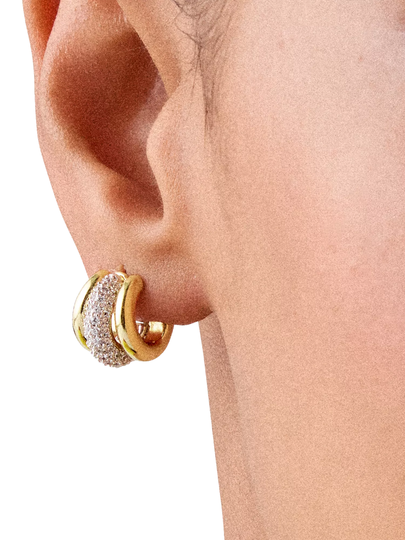 kate spade new york gold huggie earrings with cubic zirconia (British brand)