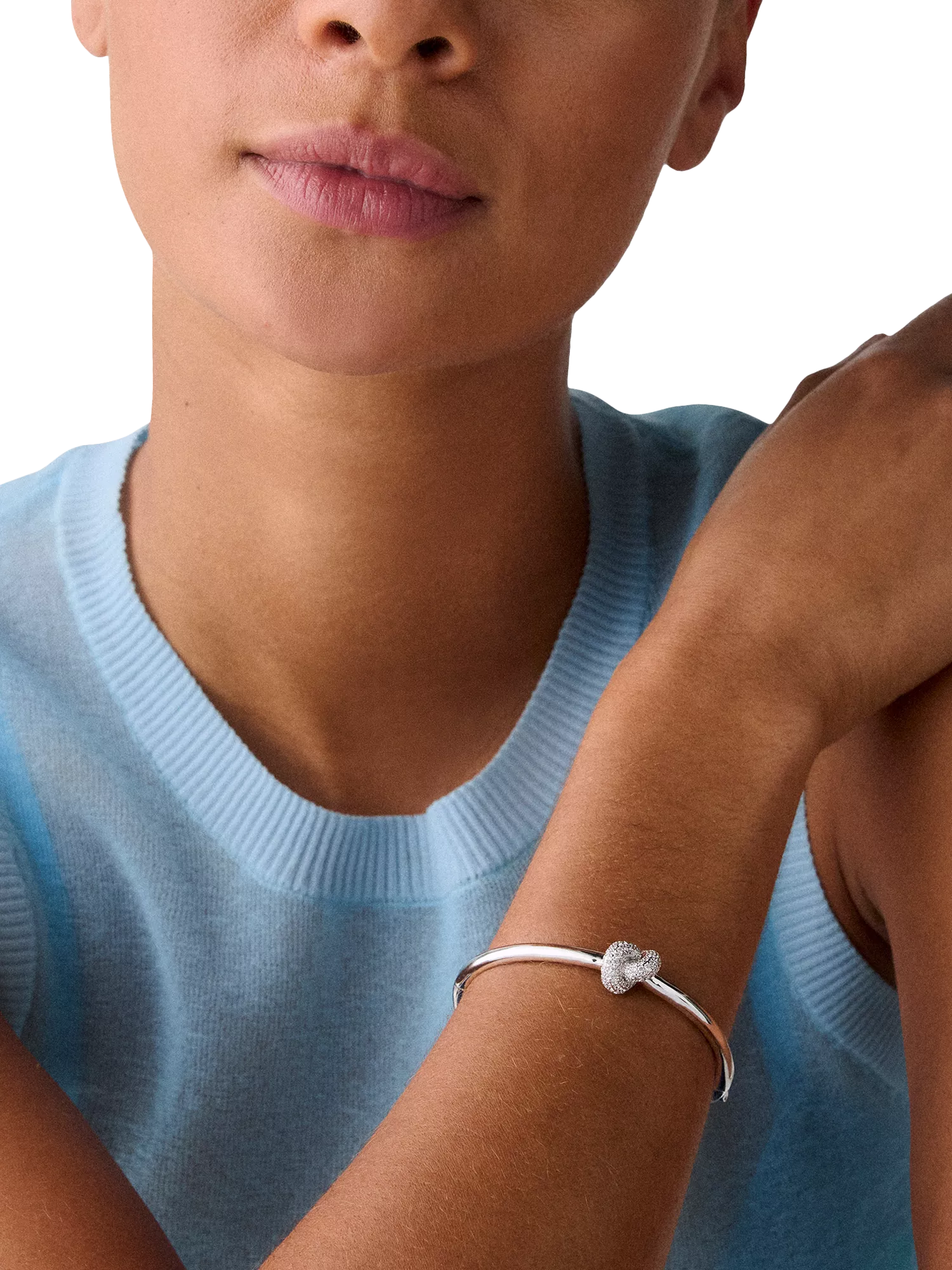 kate spade new york sailors knot bangle silver toned cubic zirconia 6.27cm, UK version