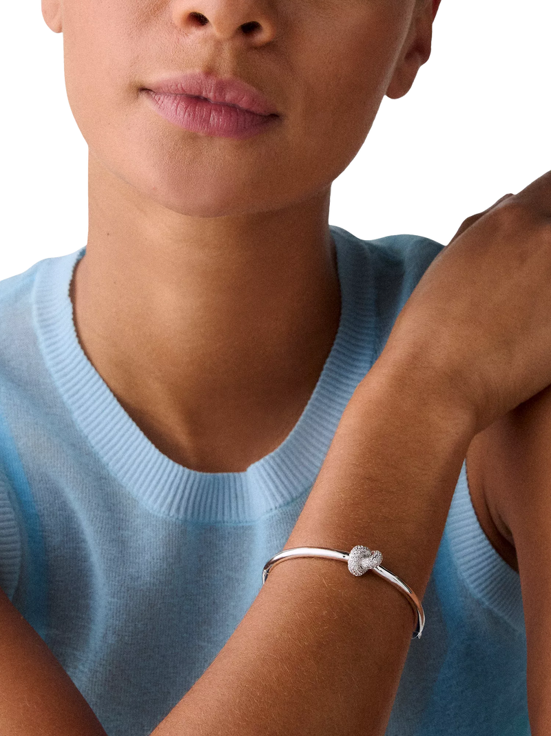 kate spade new york sailors knot bangle silver toned cubic zirconia 6.27cm, UK version