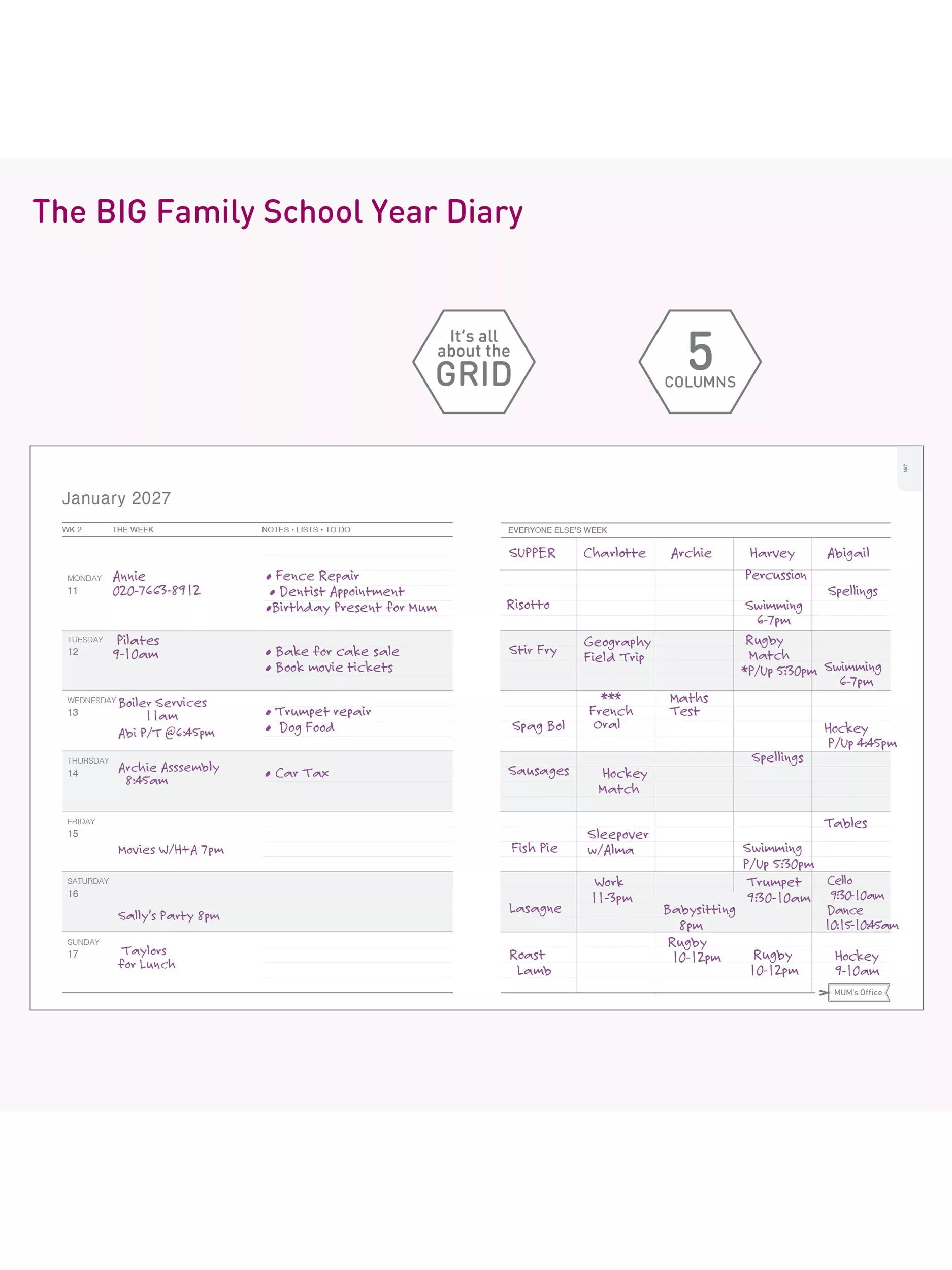 MUM's Office family diary blue 2026-27 (British brand)