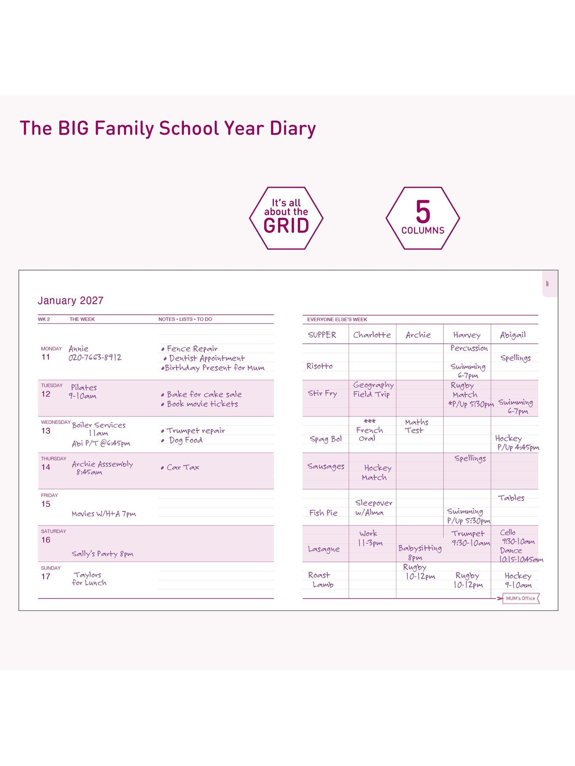 MUM's Office Big Family Academic Diary large purple - British product