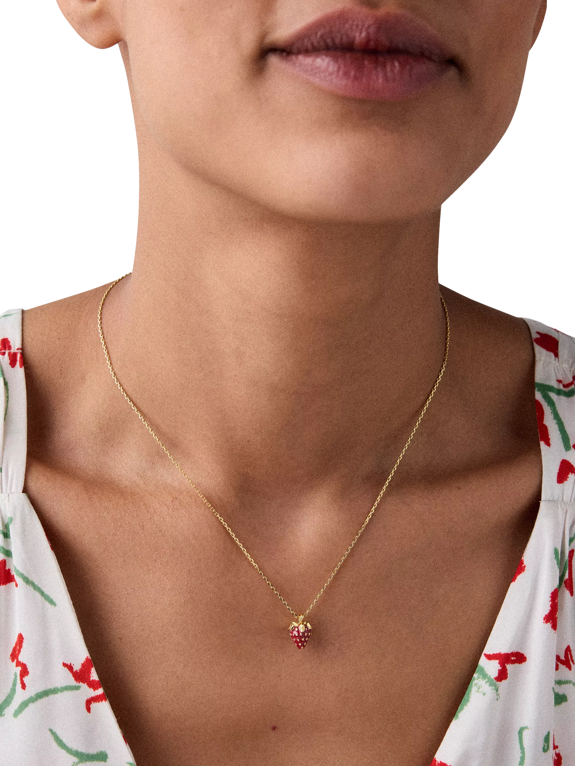 kate spade new york red strawberry pendant necklace, imported from the UK