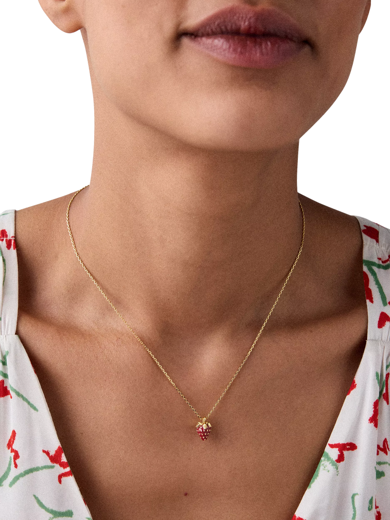 kate spade new york red strawberry pendant necklace, imported from the UK
