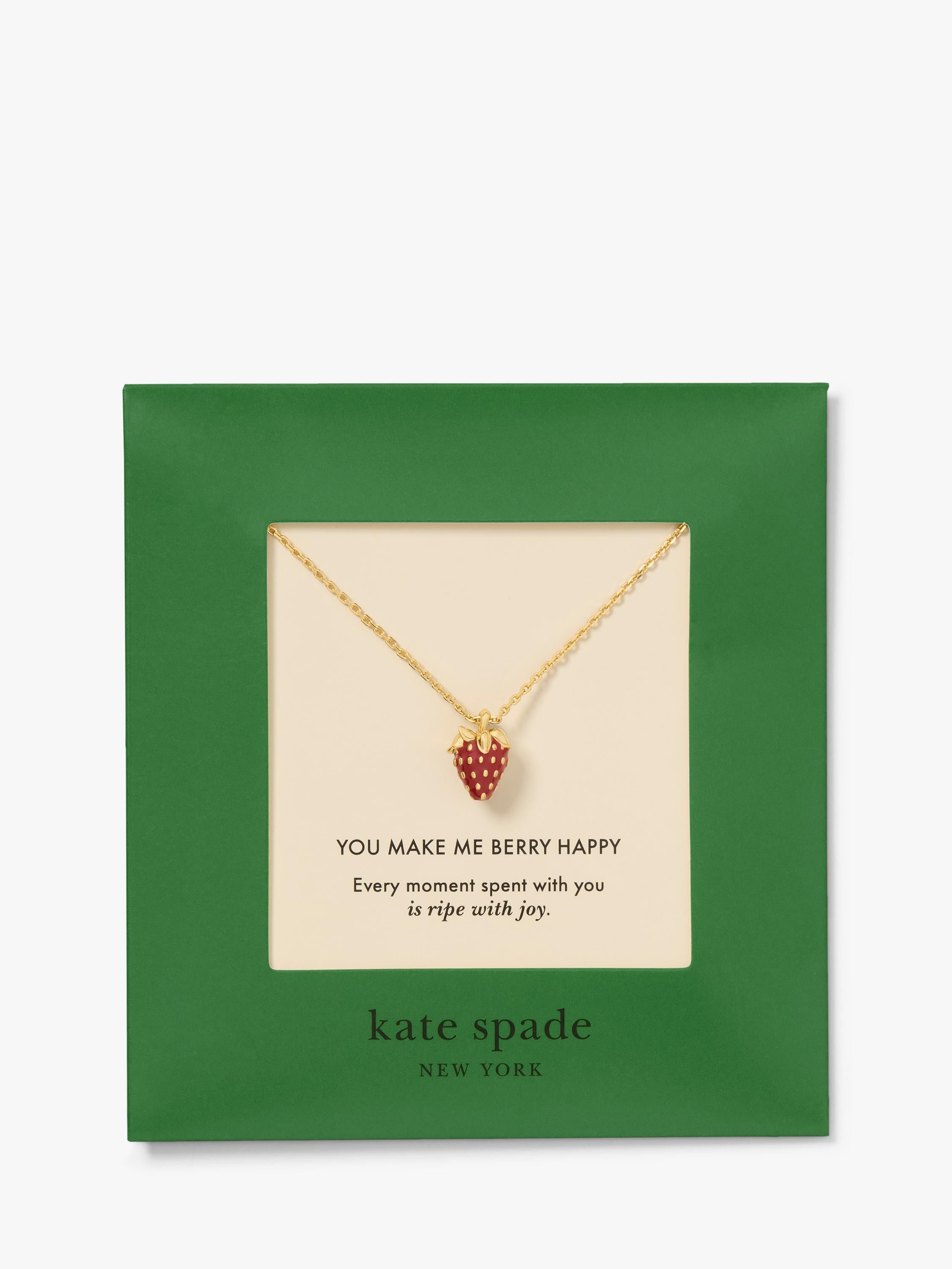 kate spade new york red strawberry pendant necklace, imported from the UK