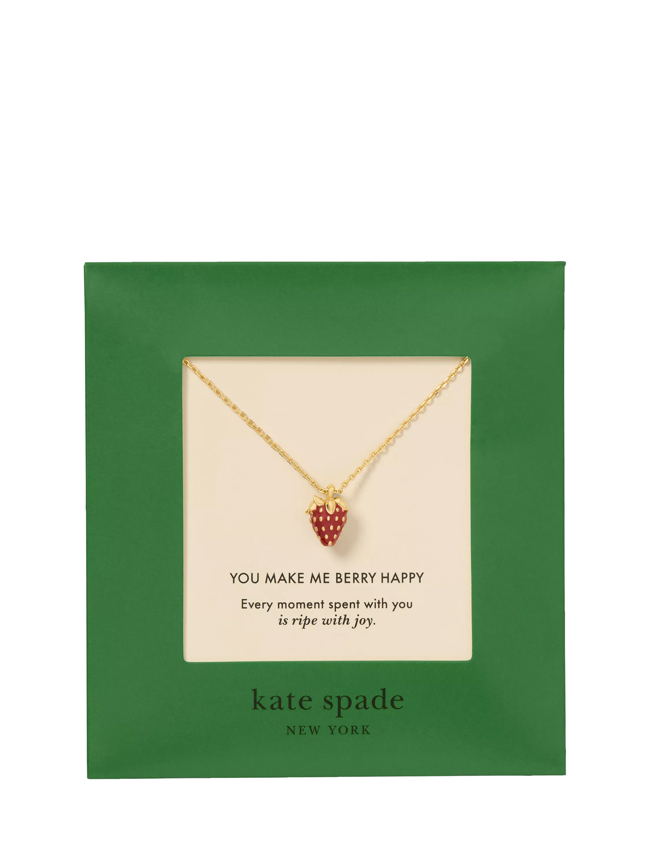 kate spade new york red strawberry pendant necklace, imported from the UK