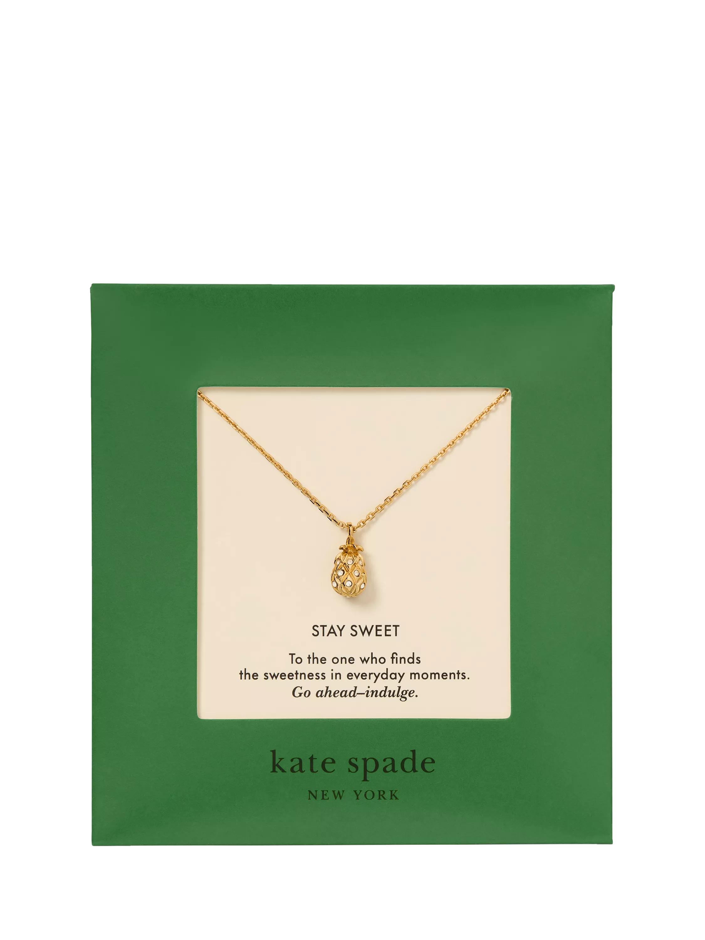 kate spade new york pineapple pendant clear gold, imported from the UK