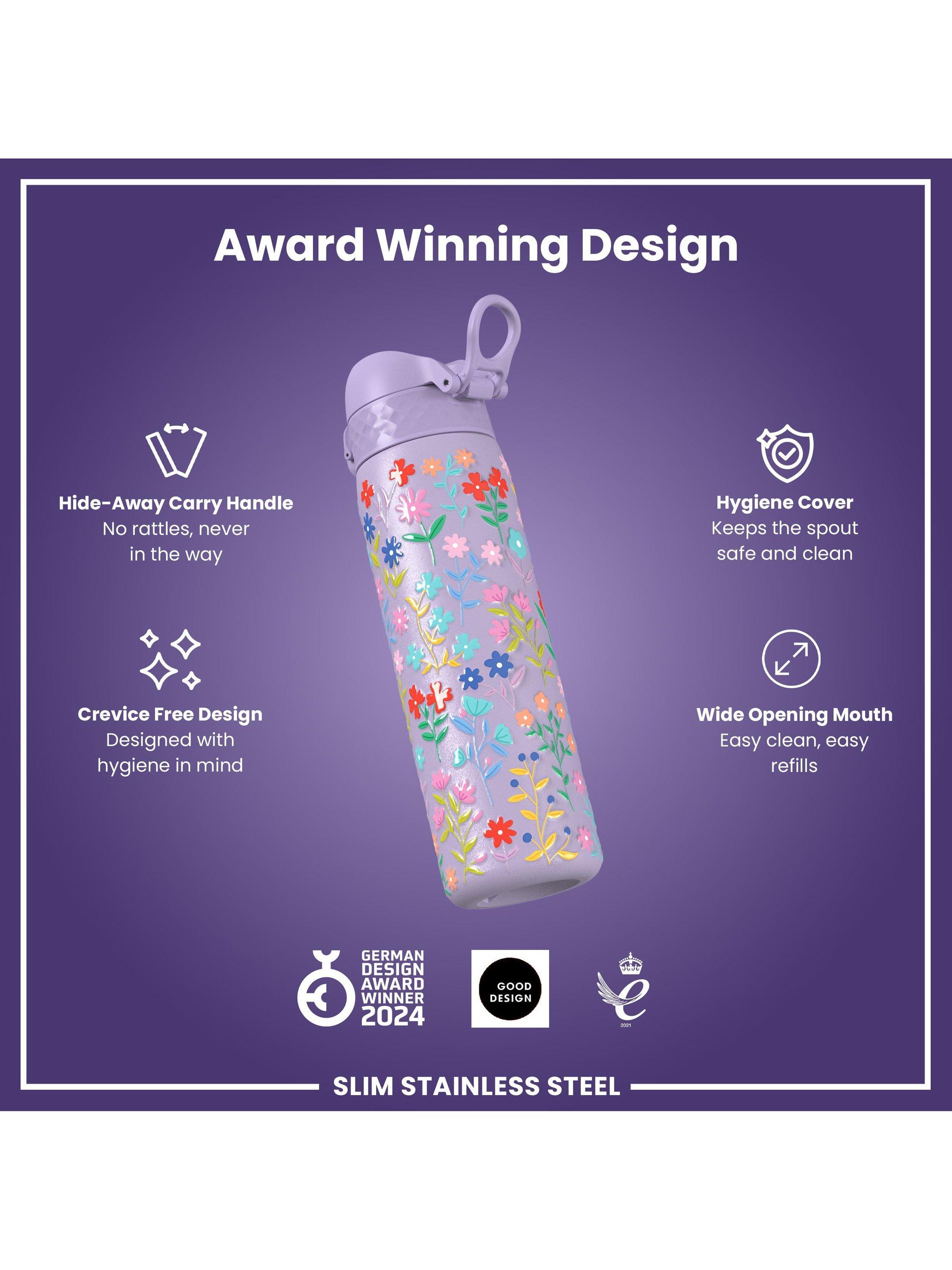 Ion8 drinks bottle purple floral 600ml - British product