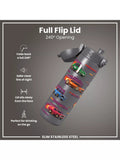 Ion8 stainless steel drinks bottle grey 600ml, imported from the UK