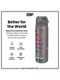 Ion8 stainless steel drinks bottle grey 600ml, imported from the UK