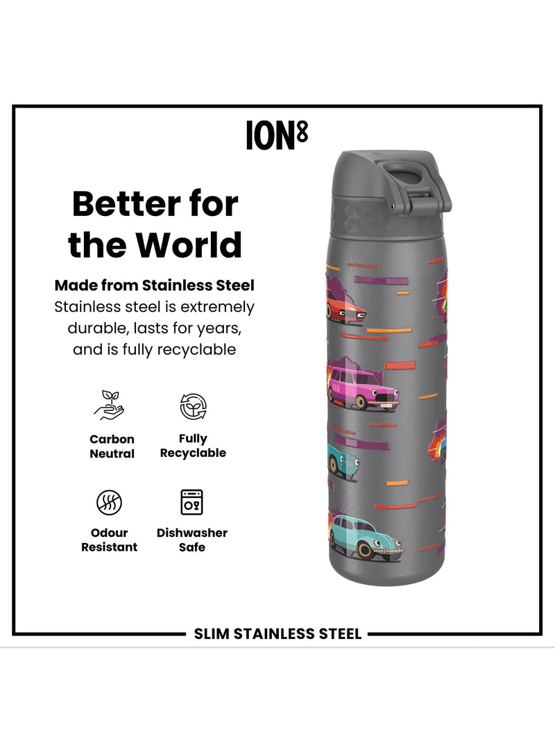 Ion8 stainless steel drinks bottle grey 600ml, imported from the UK