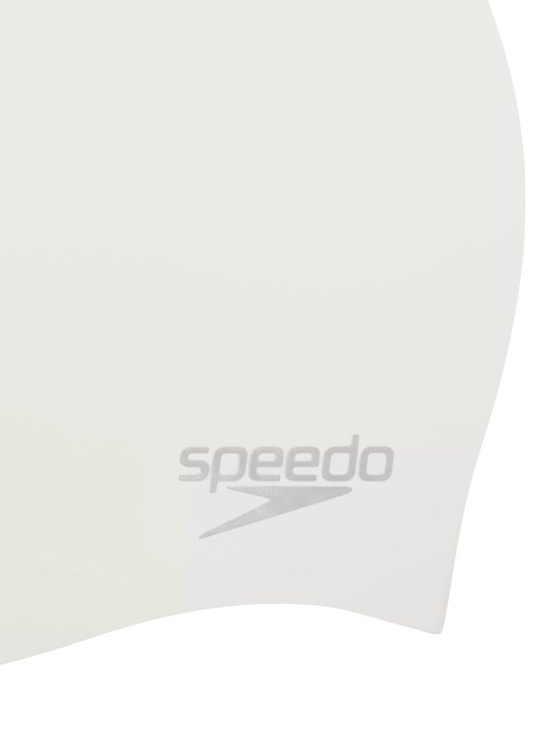 Speedo moulded silicone swim cap white silver (British brand)