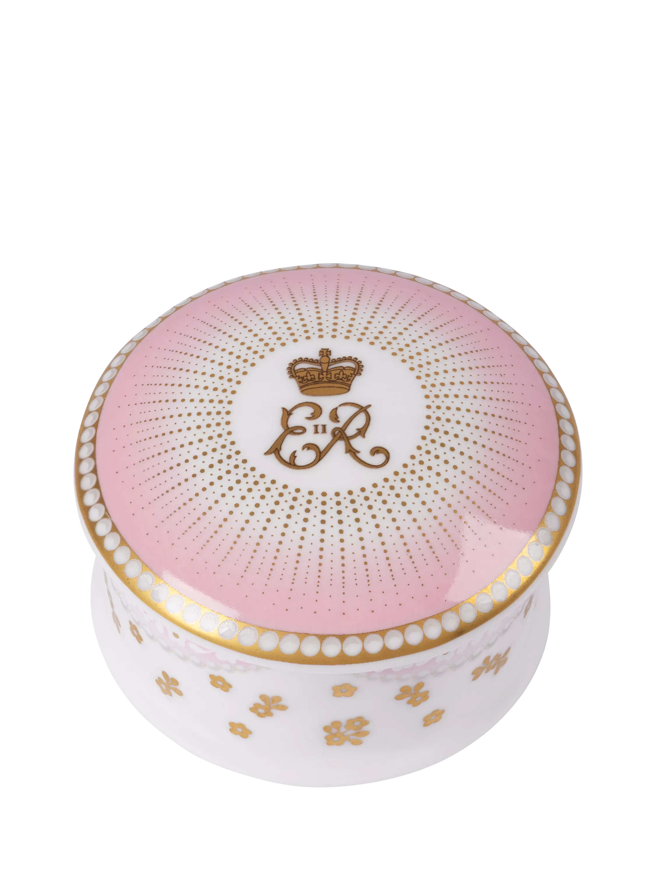 Royal Collection centenary pillbox in pink fine bone china (British brand)