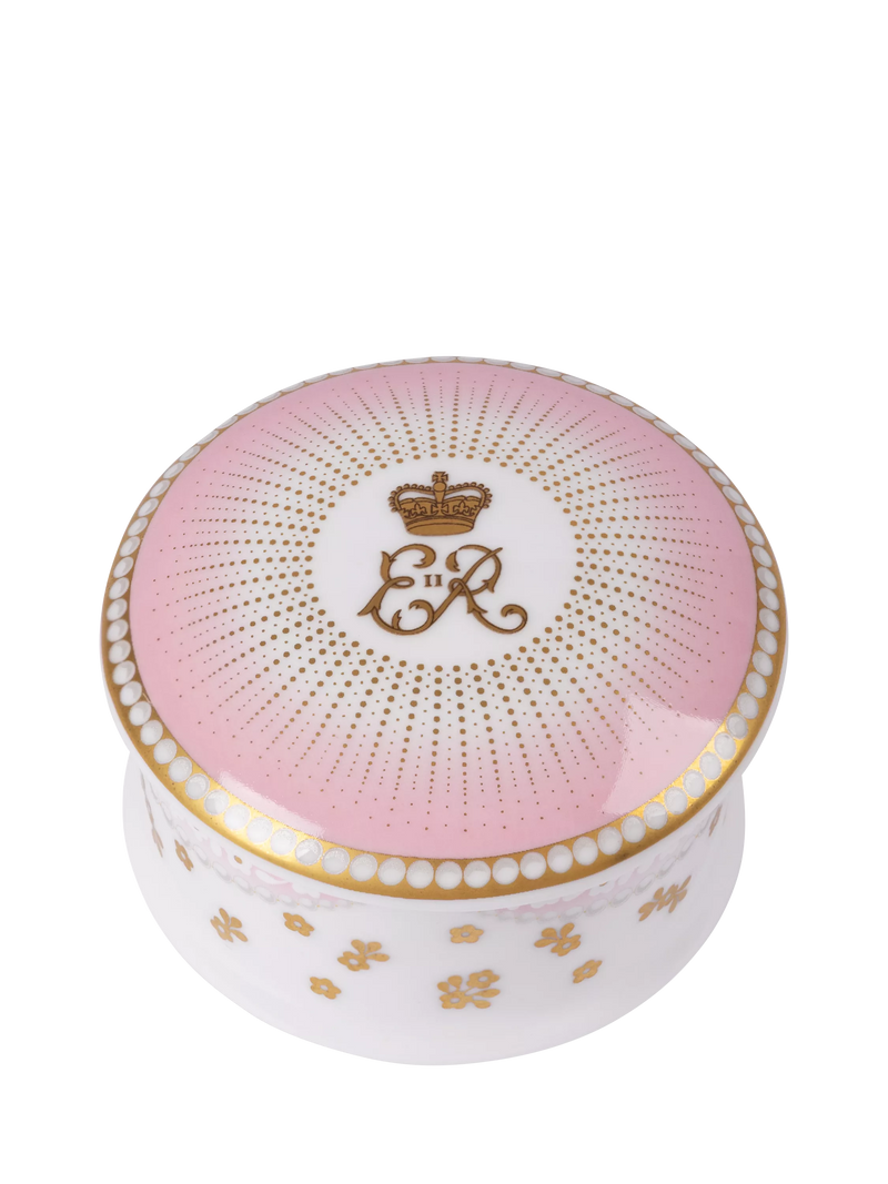 Royal Collection centenary pillbox in pink fine bone china (British brand)