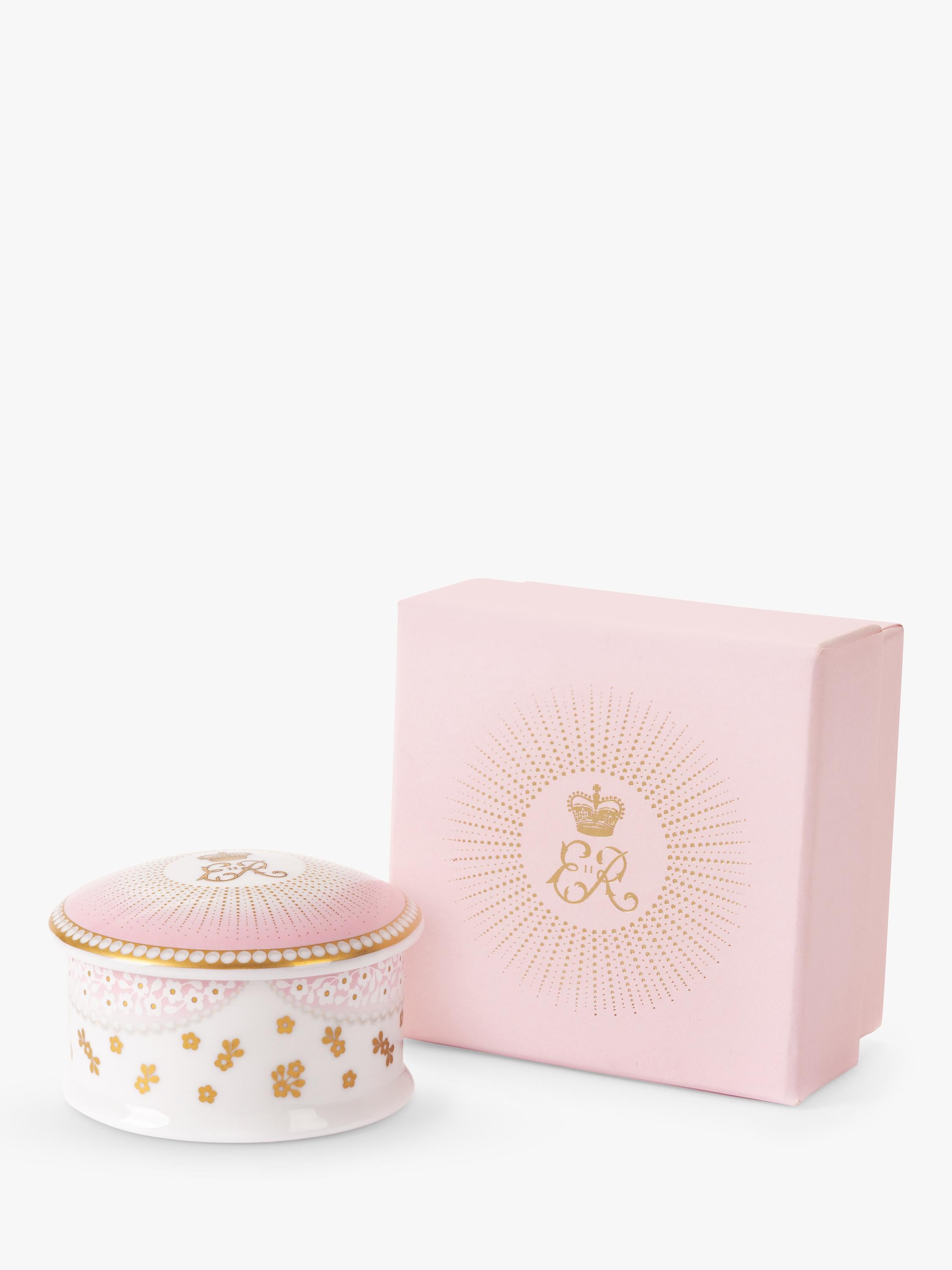Royal Collection centenary pillbox in pink fine bone china (British brand)
