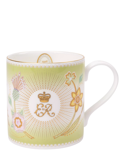 John Lewis Royal Collection Queen Elizabeth II Centenary Mug Green 350ml- Buy online at McGrocer
