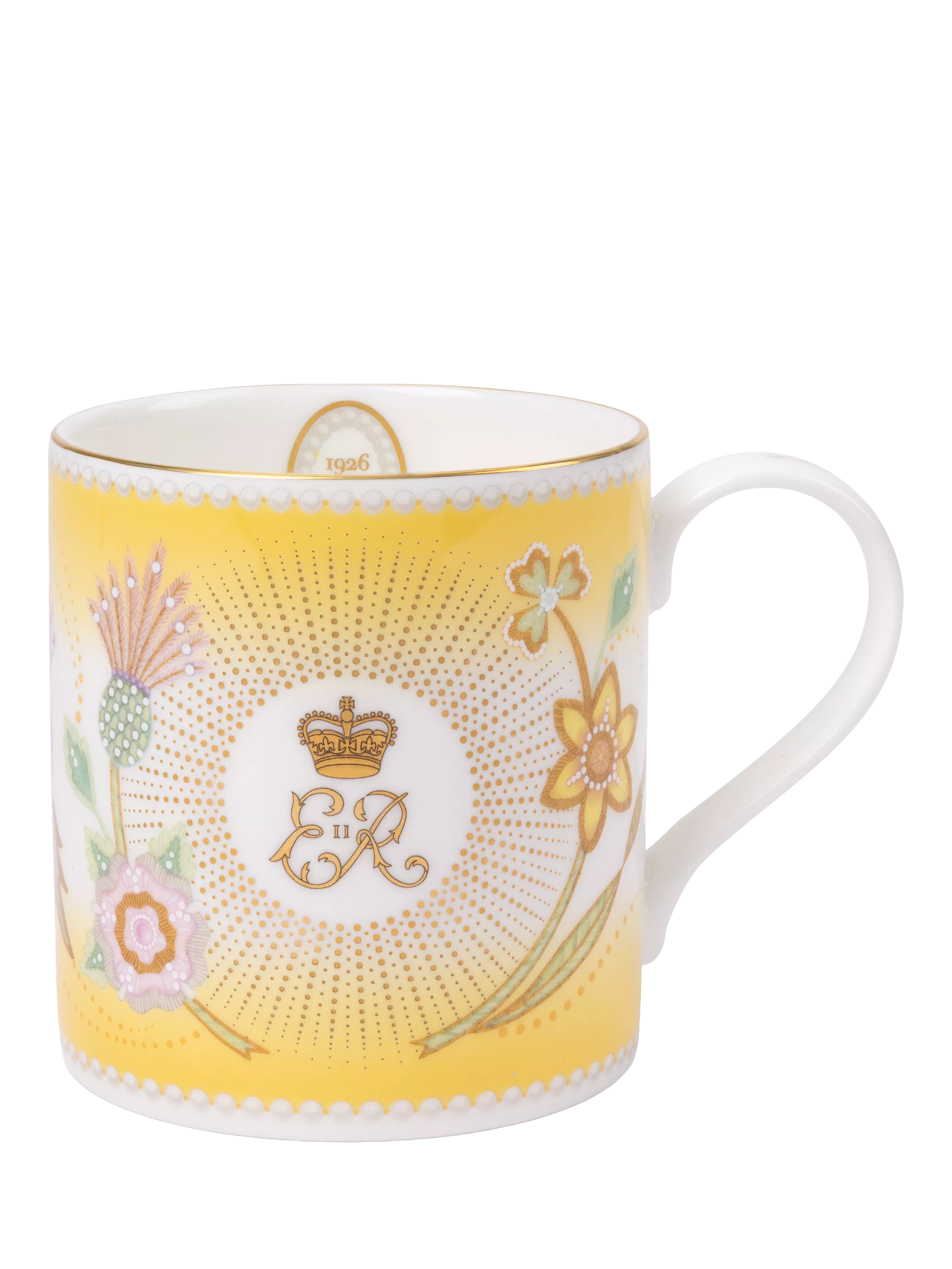 Royal Collection Queen Elizabeth II centenary yellow bone china mug - British product