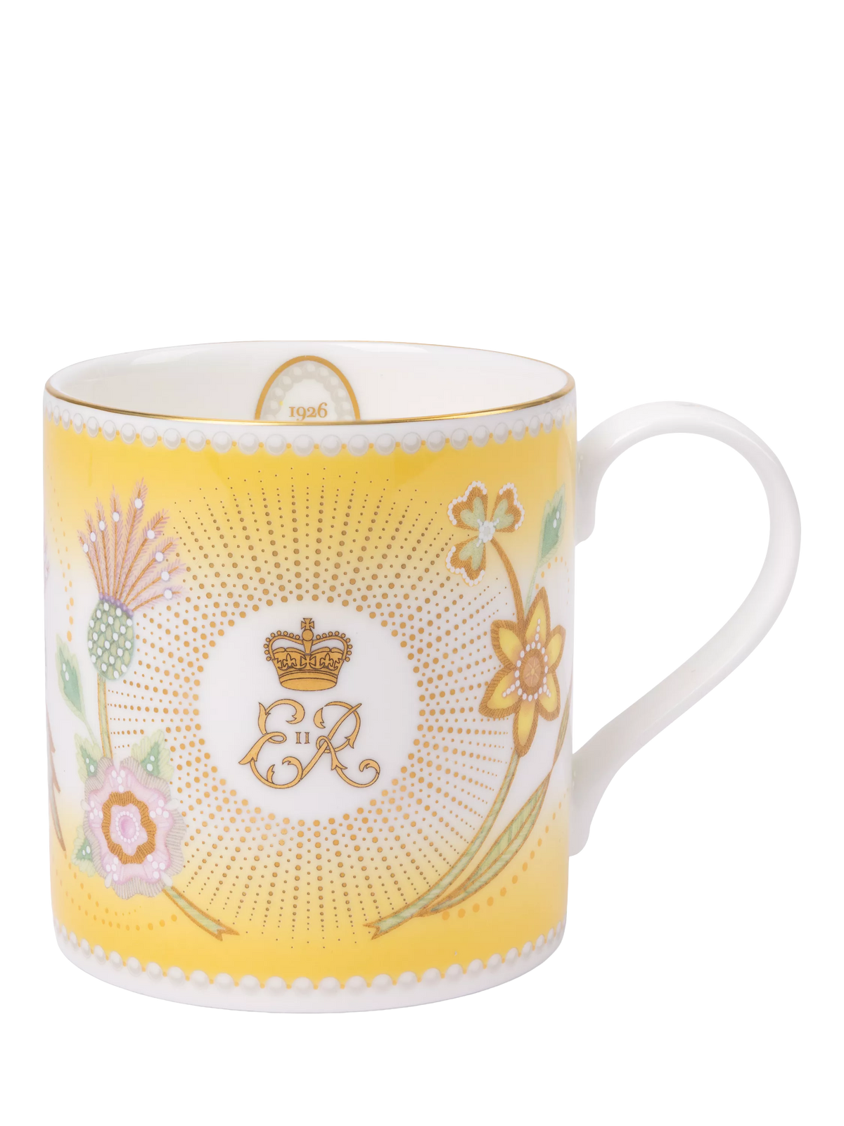 Royal Collection Queen Elizabeth II centenary yellow bone china mug - British product