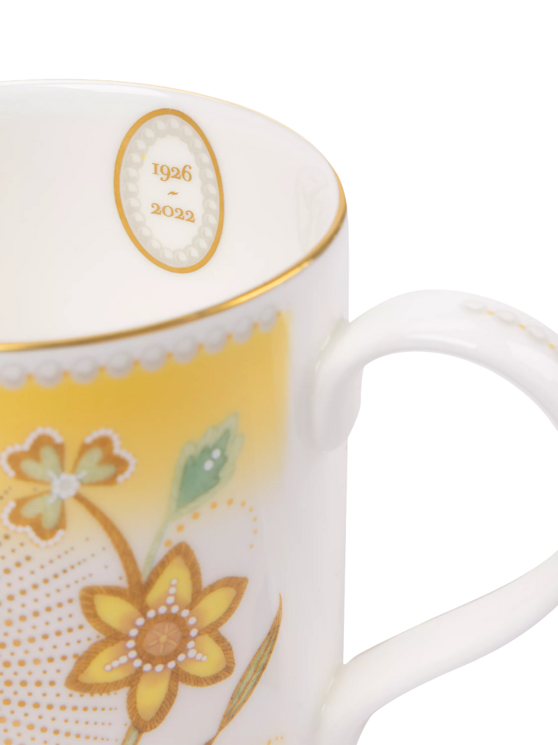 Royal Collection Queen Elizabeth II centenary yellow bone china mug - British product