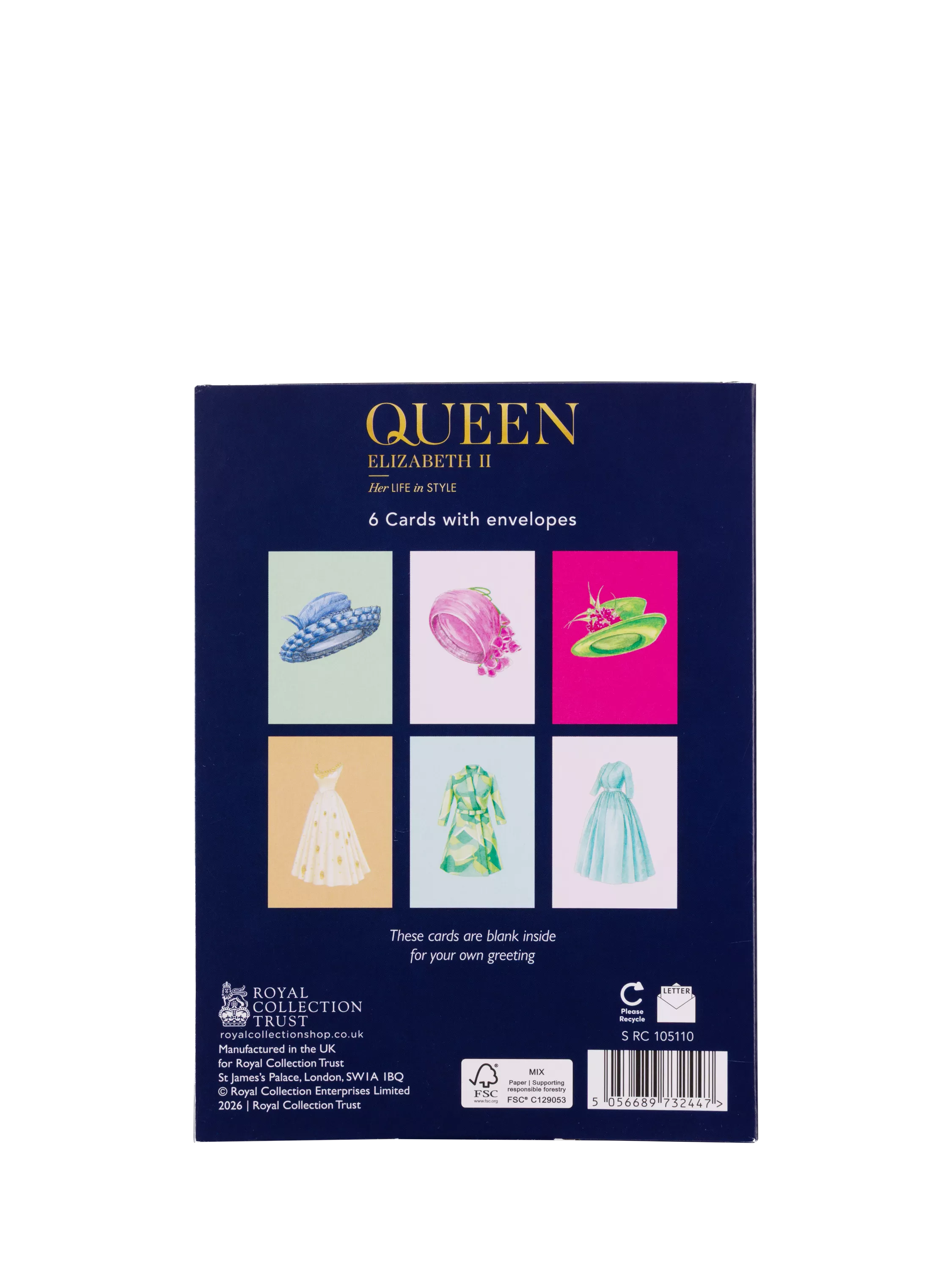 Royal Collection notecards pack of 6, imported from the UK