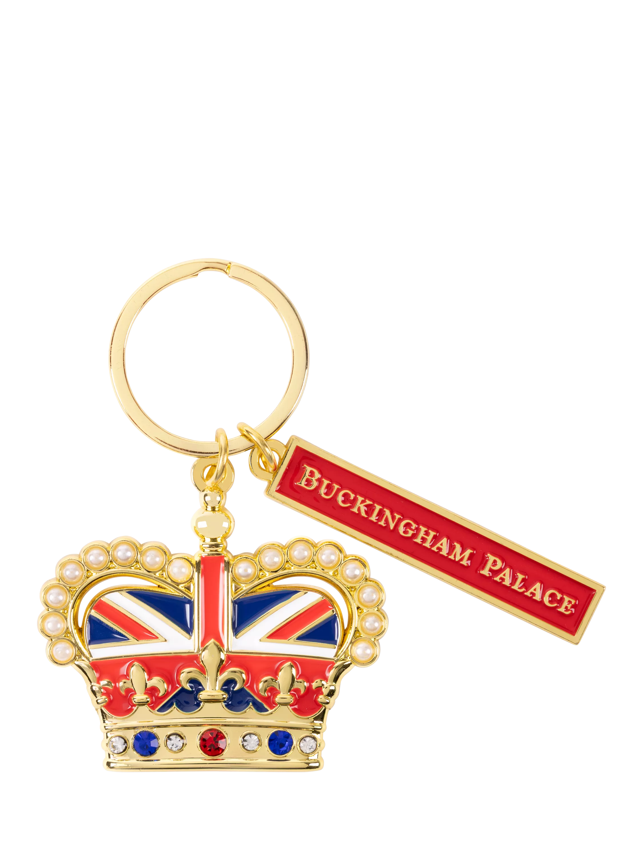 Royal Collection Buckingham Palace keyring with crown and Union Flag - British product