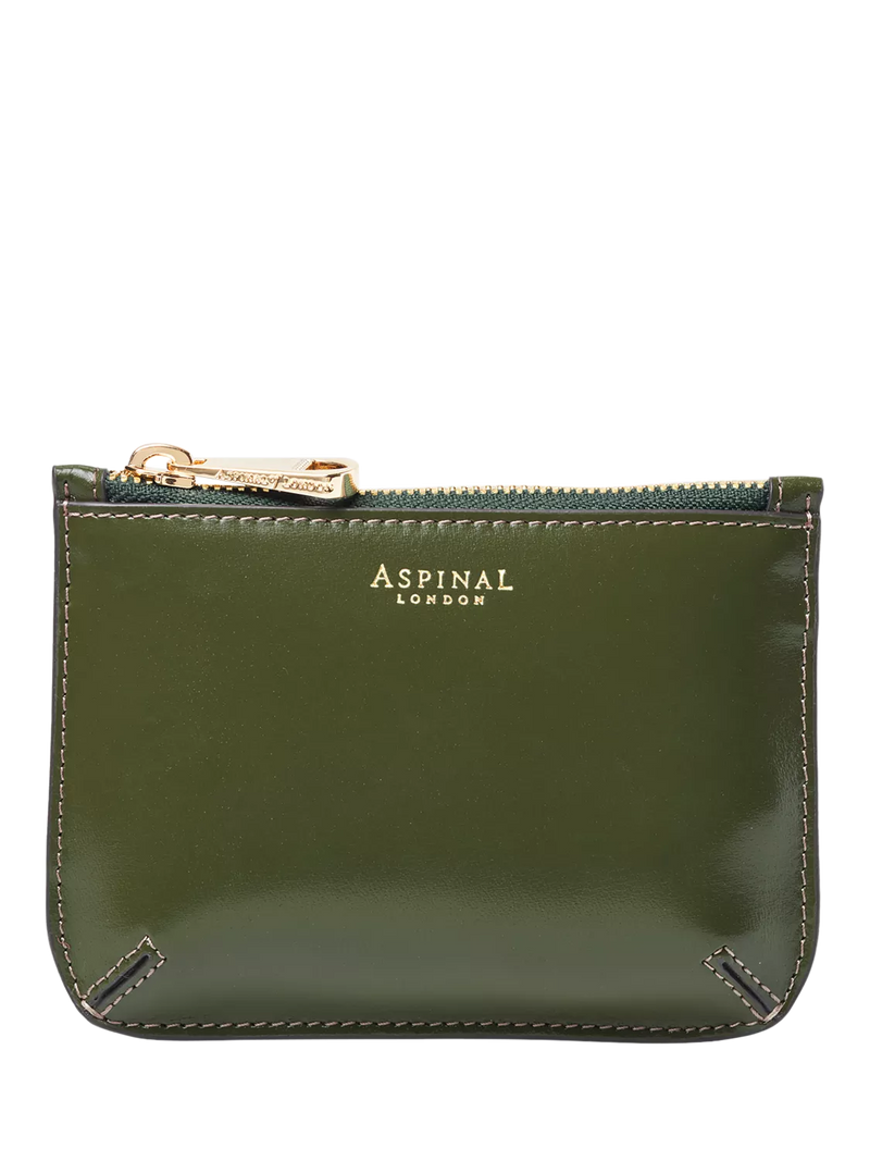 Aspinal of London Small Ella Leather Pouch in moss green, UK version
