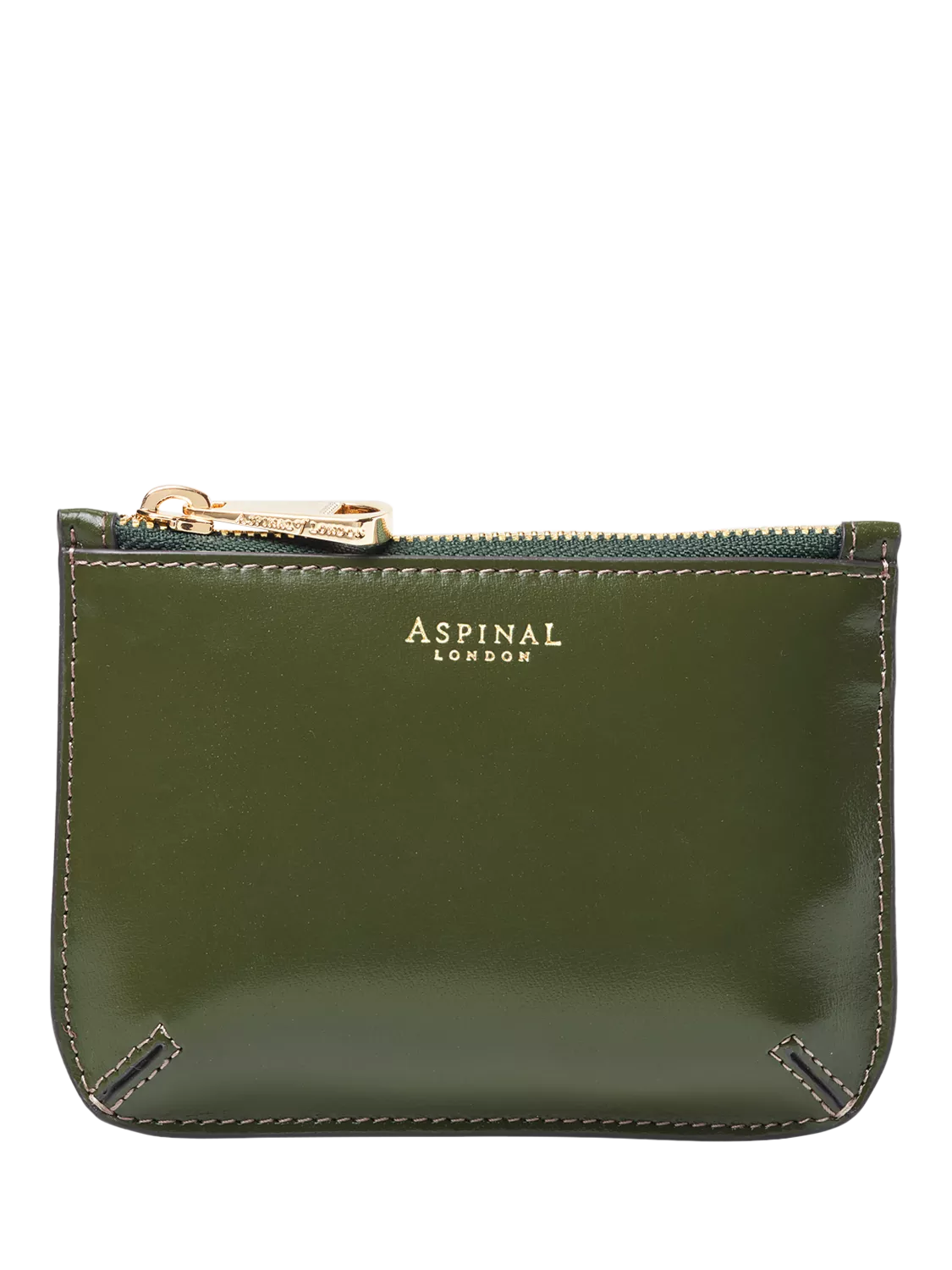 Aspinal of London Small Ella Leather Pouch in moss green, UK version