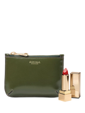 Aspinal of London Small Ella Leather Pouch in moss green, UK version