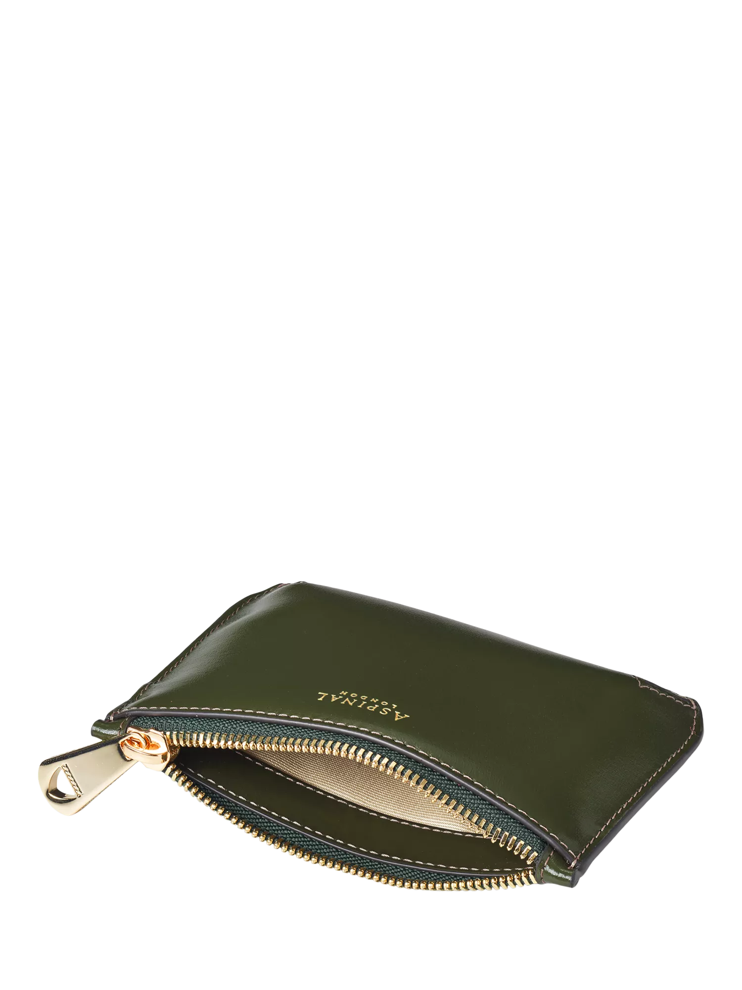 Aspinal of London Small Ella Leather Pouch in moss green, UK version