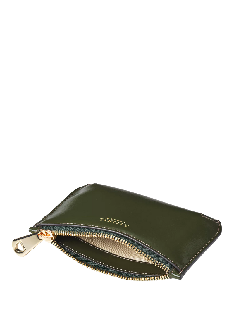 Aspinal of London Small Ella Leather Pouch in moss green, UK version