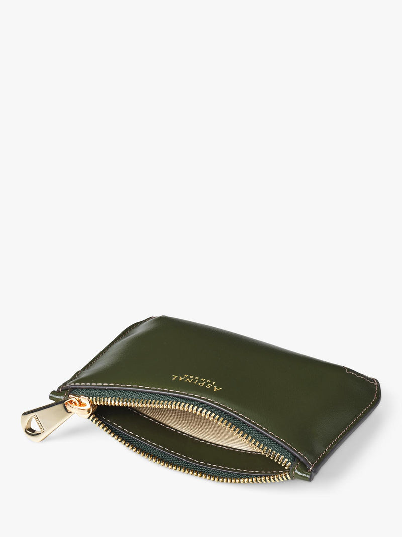 Aspinal of London Small Ella Leather Pouch in moss green, UK version