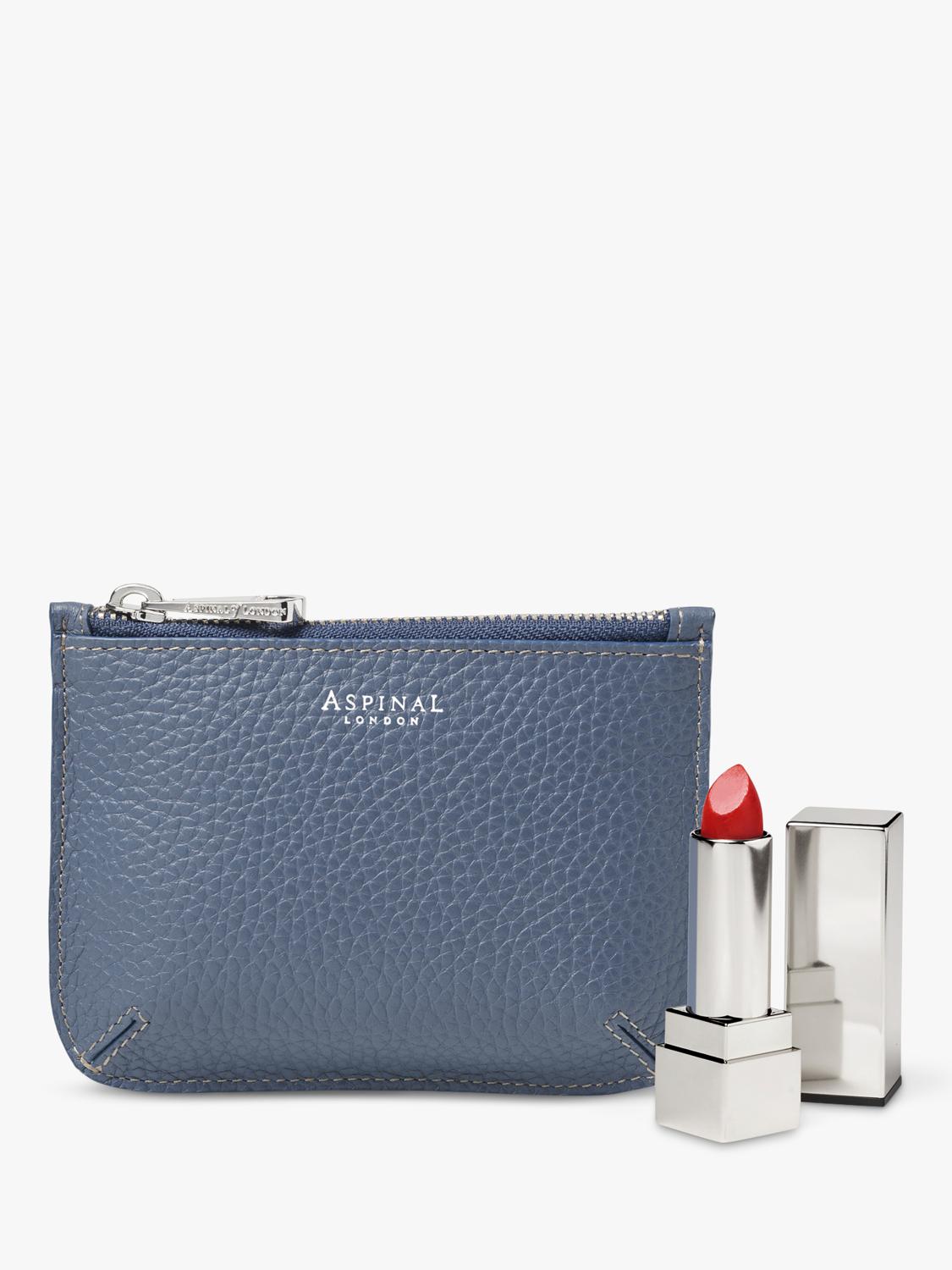 Aspinal of London small Ella leather pouch in Heritage Blue (British brand)