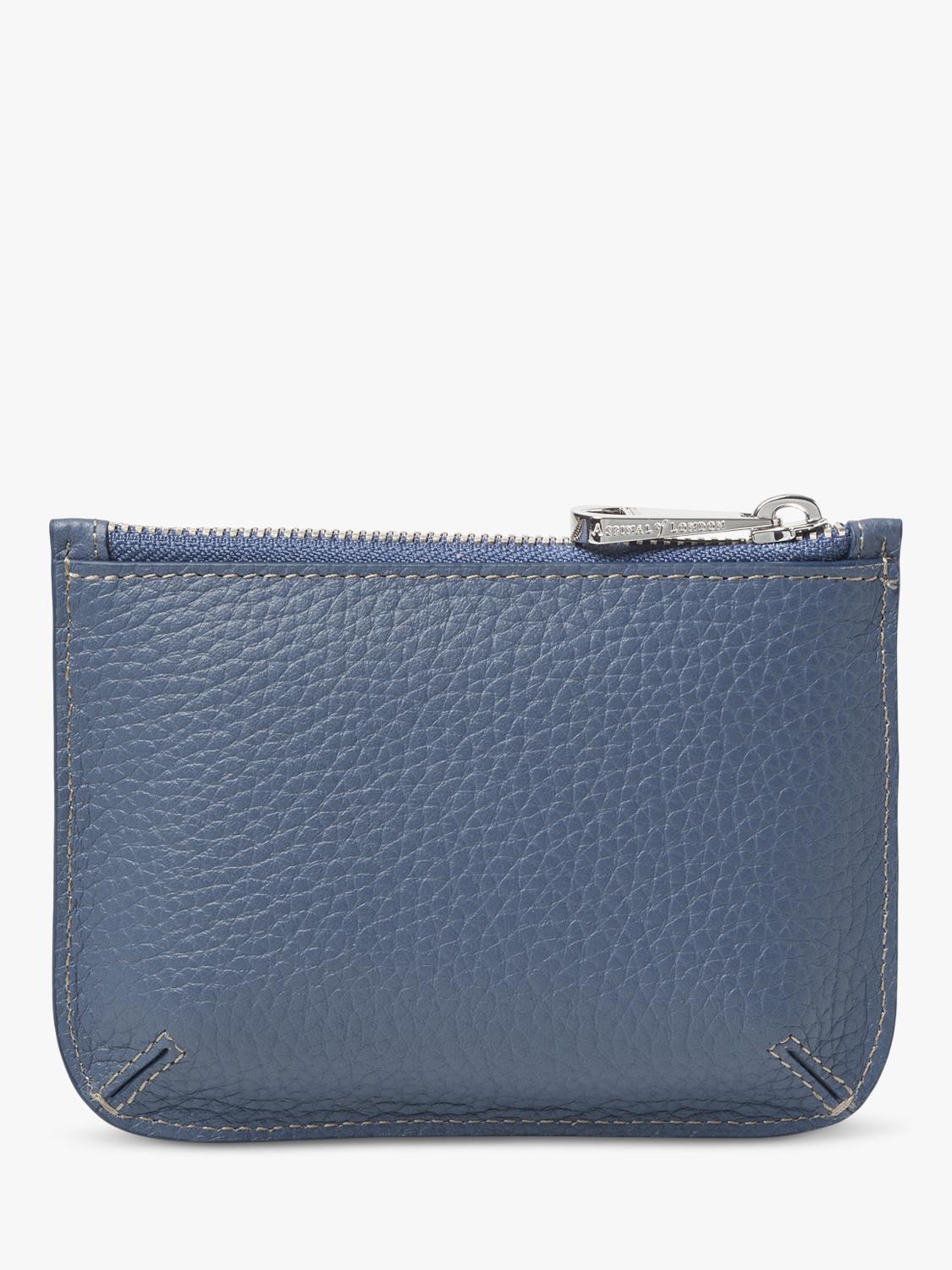 Aspinal of London small Ella leather pouch in Heritage Blue (British brand)