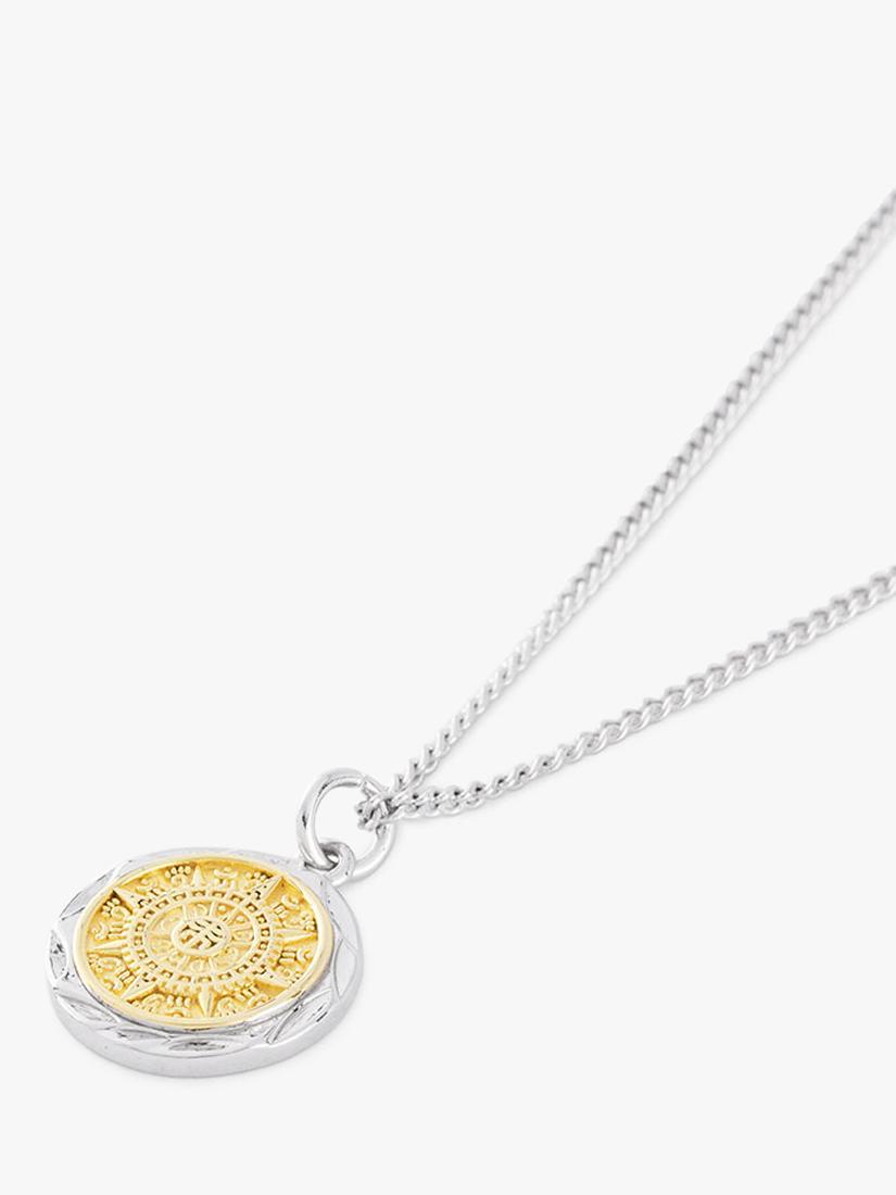 Serge DeNimes compass necklace mixed metal 925 sterling silver, imported from the UK