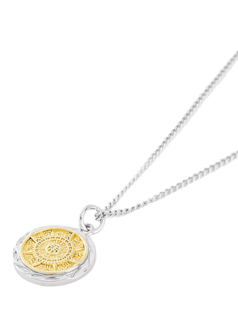 Serge DeNimes compass necklace mixed metal 925 sterling silver, imported from the UK