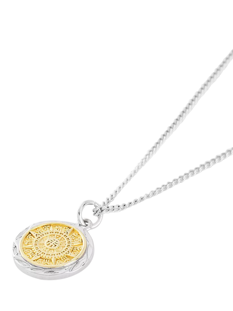 Serge DeNimes compass necklace mixed metal 925 sterling silver, imported from the UK